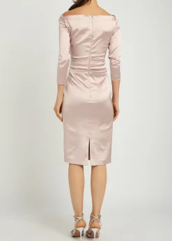 Gathered satin midi dress