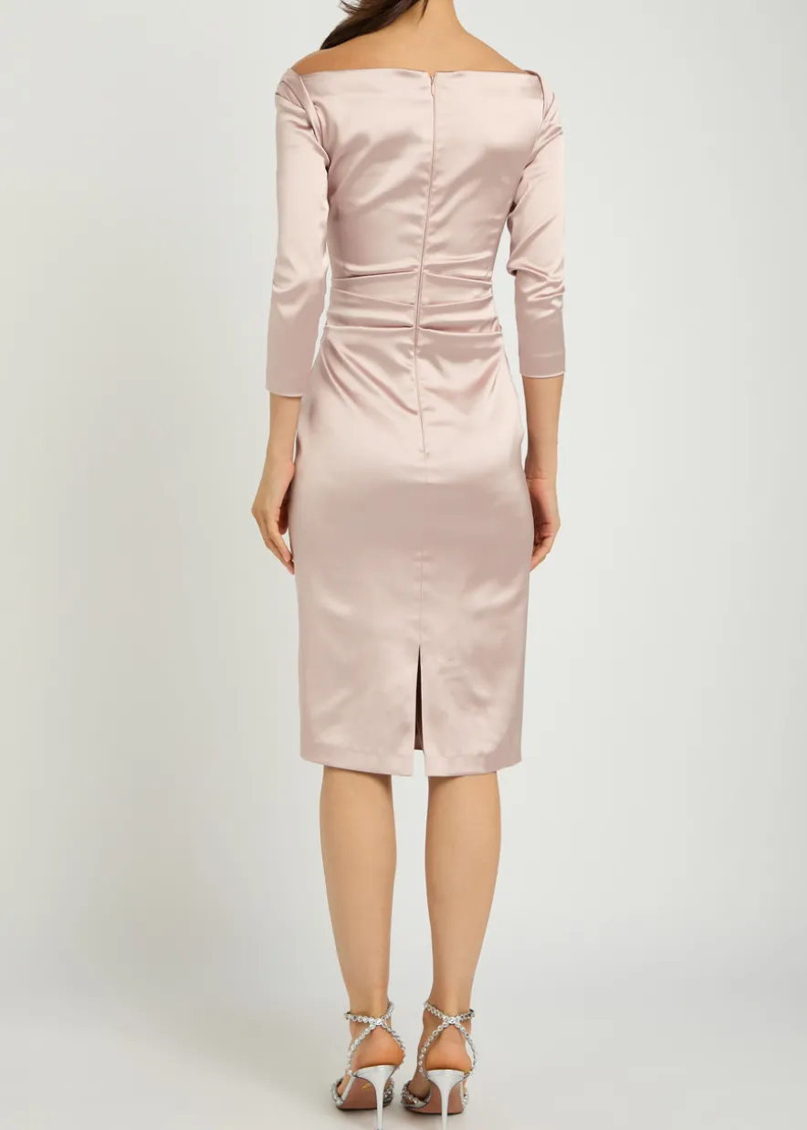 Gathered satin midi dress