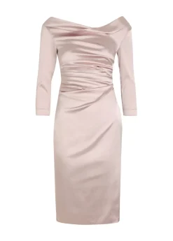 Gathered satin midi dress