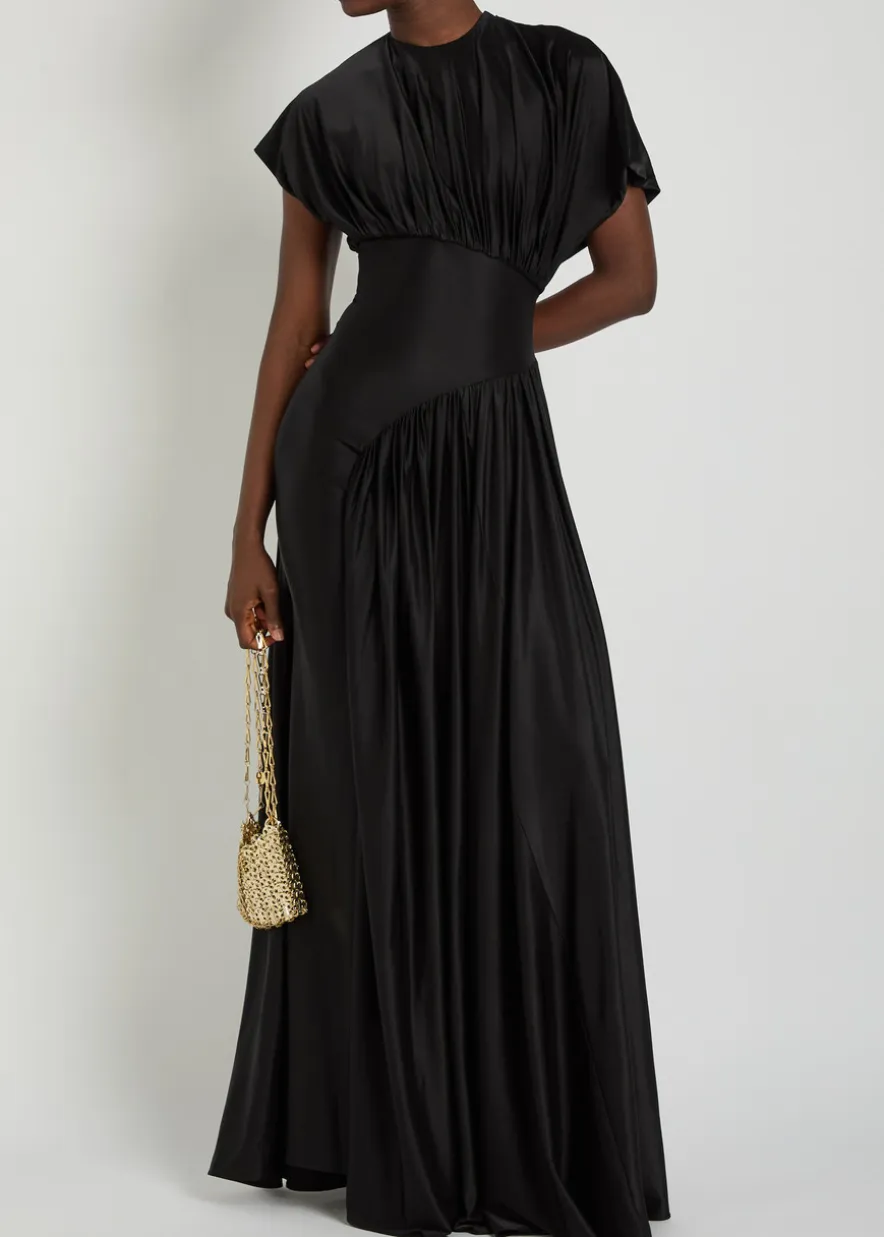 Gathered stretch-jersey gown