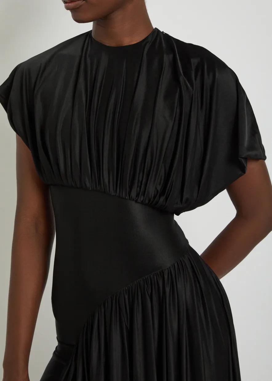 Gathered stretch-jersey gown