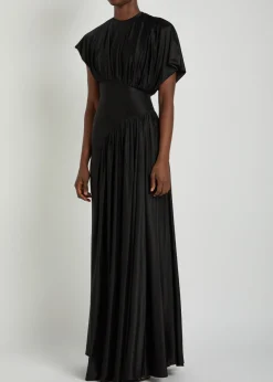 Gathered stretch-jersey gown