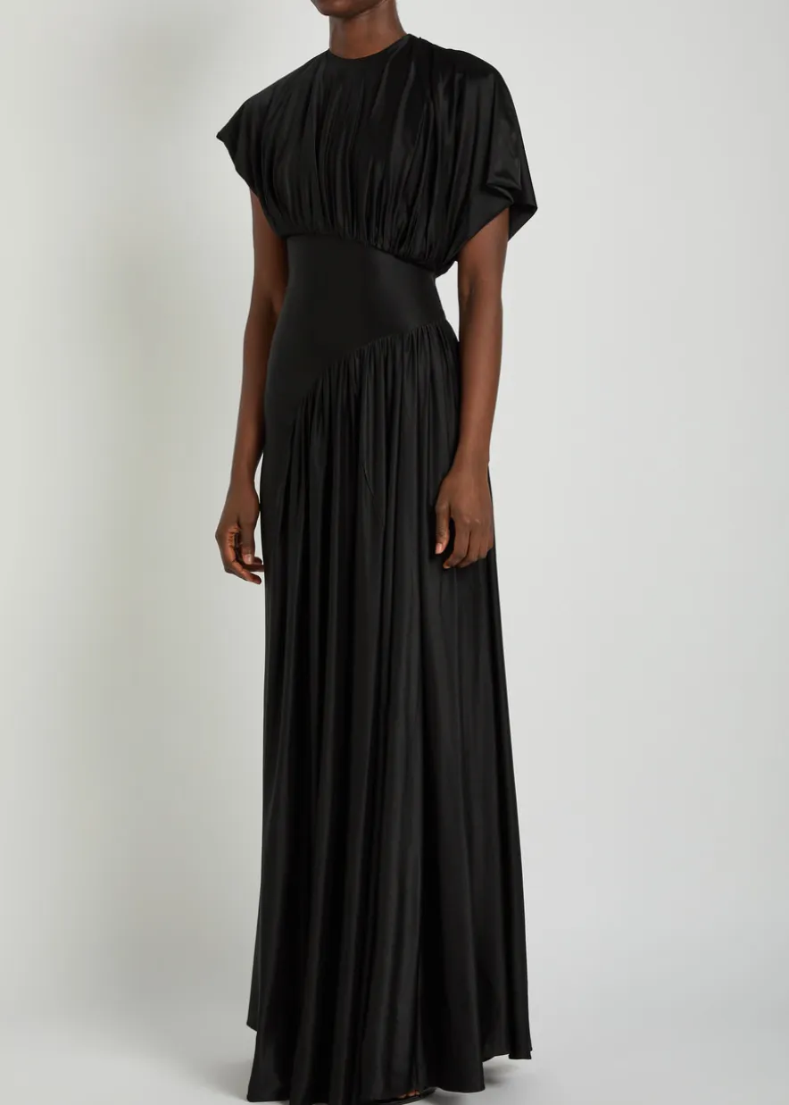 Gathered stretch-jersey gown