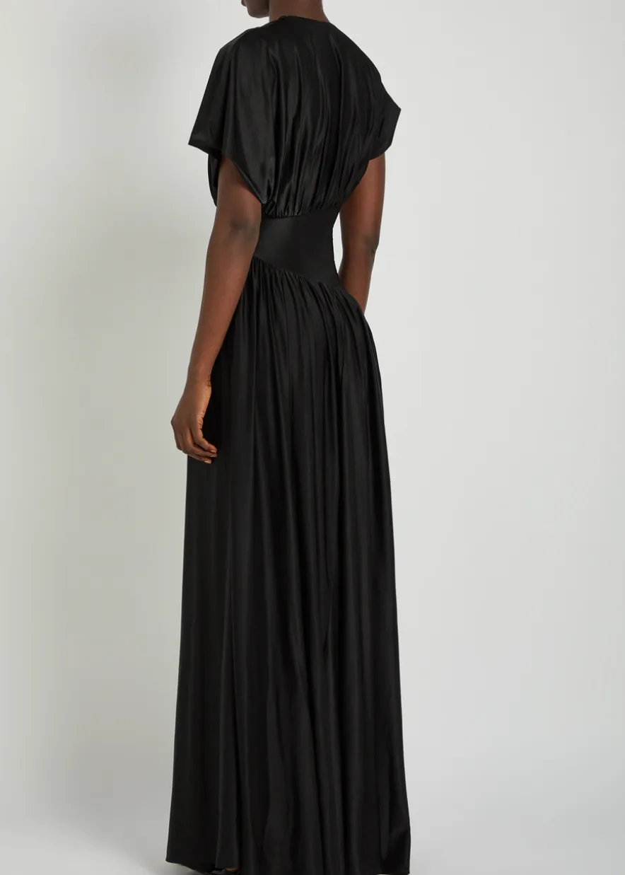 Gathered stretch-jersey gown