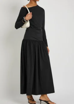 Gathered stretch-jersey midi dress