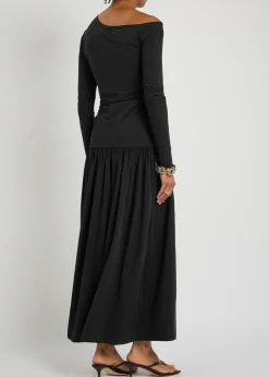 Gathered stretch-jersey midi dress