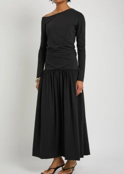 Gathered stretch-jersey midi dress