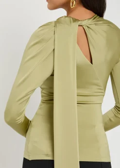Gathered stretch-jersey top