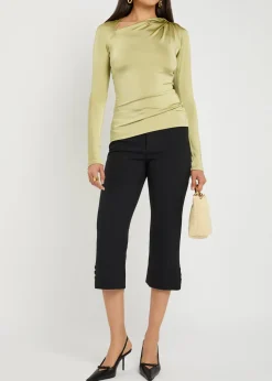 Gathered stretch-jersey top