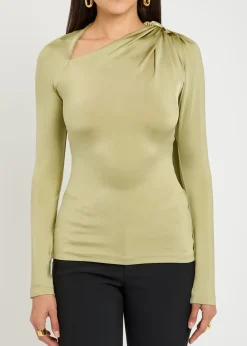 Gathered stretch-jersey top