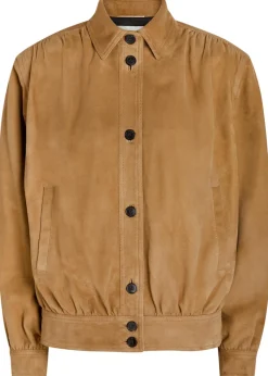 Gathered suede jacket