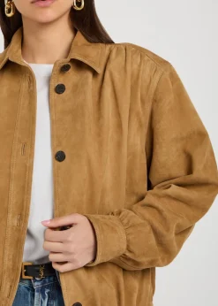 Gathered suede jacket