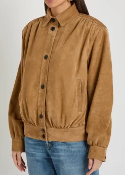 Gathered suede jacket