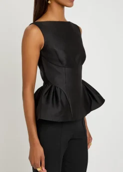 Gathered taffeta top