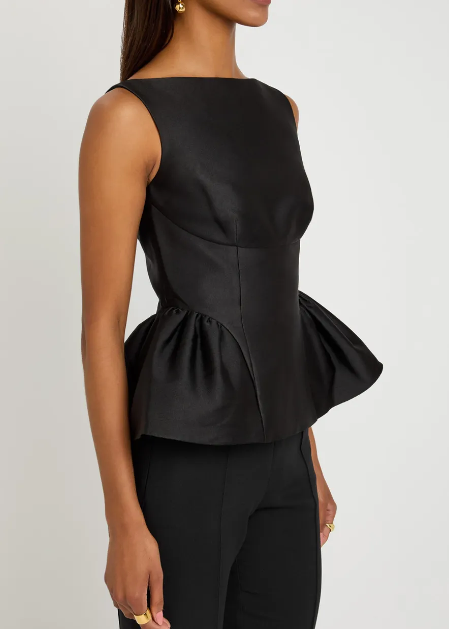 Gathered taffeta top