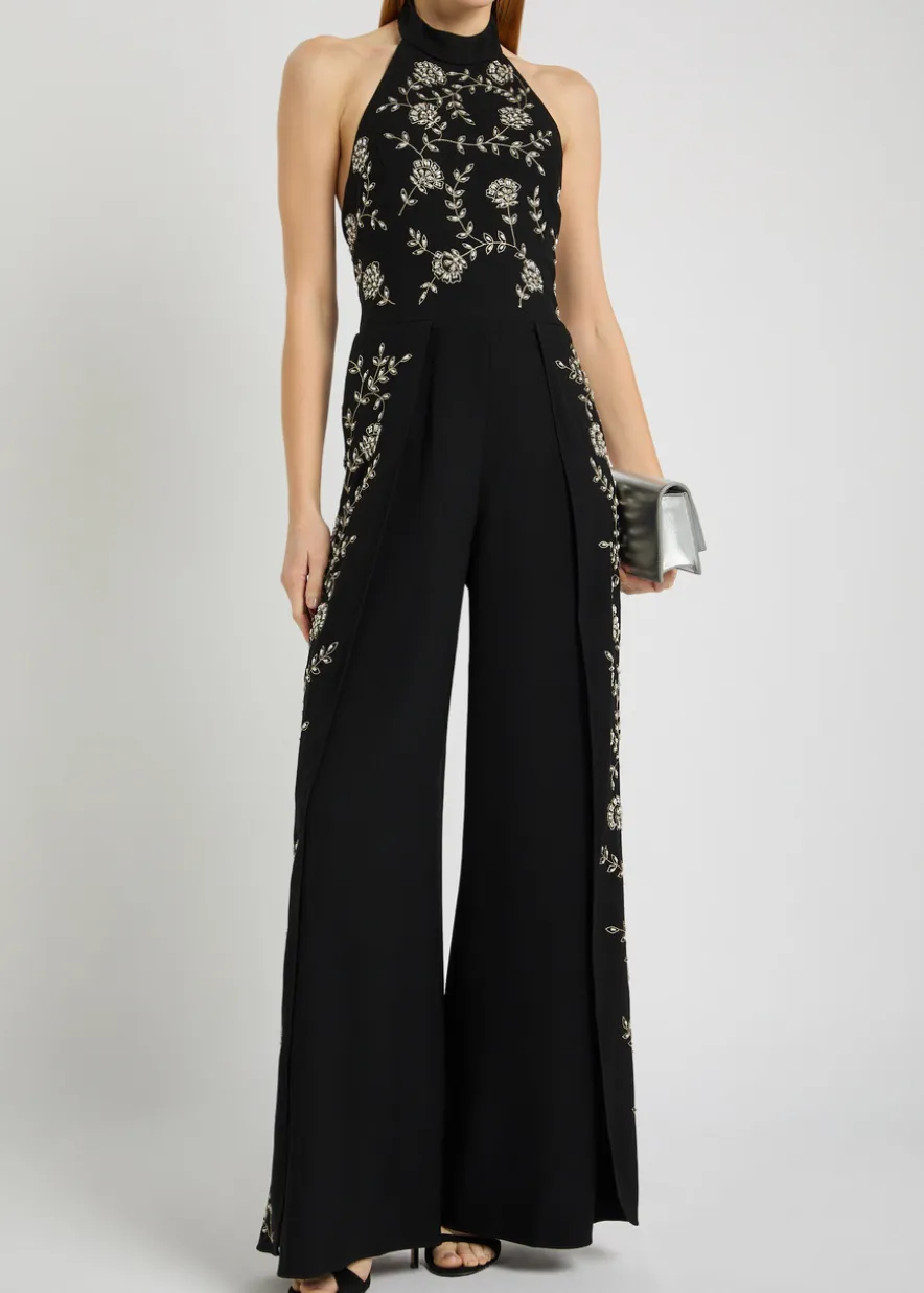 Gatz floral-embellished crepe jumpsuit