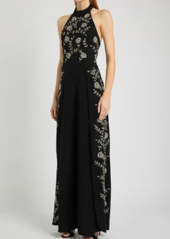 Gatz floral-embellished crepe jumpsuit