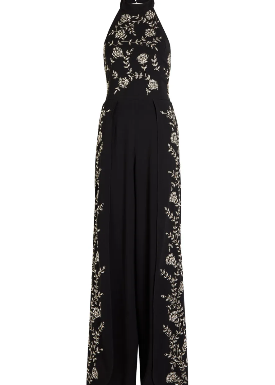 Gatz floral-embellished crepe jumpsuit