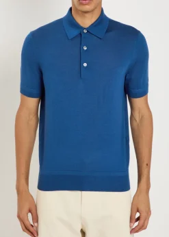 Gauge cashmere and silk-blend polo shirt
