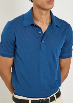 Gauge cashmere and silk-blend polo shirt