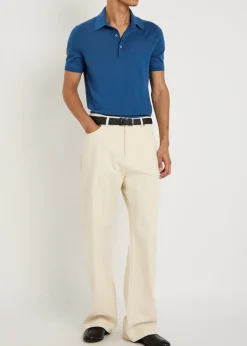 Gauge cashmere and silk-blend polo shirt