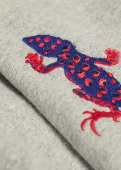 Gecko embroidered zip-through cotton-blend sweatshirt