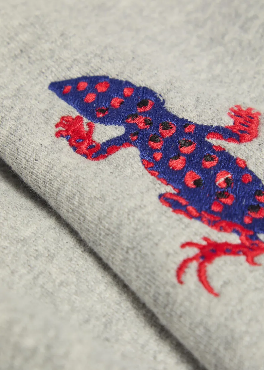 Gecko embroidered zip-through cotton-blend sweatshirt