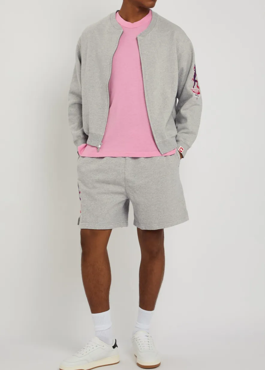 Gecko embroidered zip-through cotton-blend sweatshirt