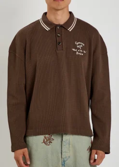 Geneva logo-embroidered waffle polo shirt