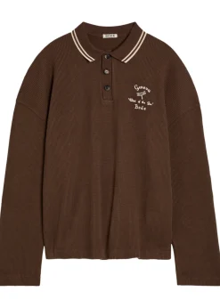 Geneva logo-embroidered waffle polo shirt