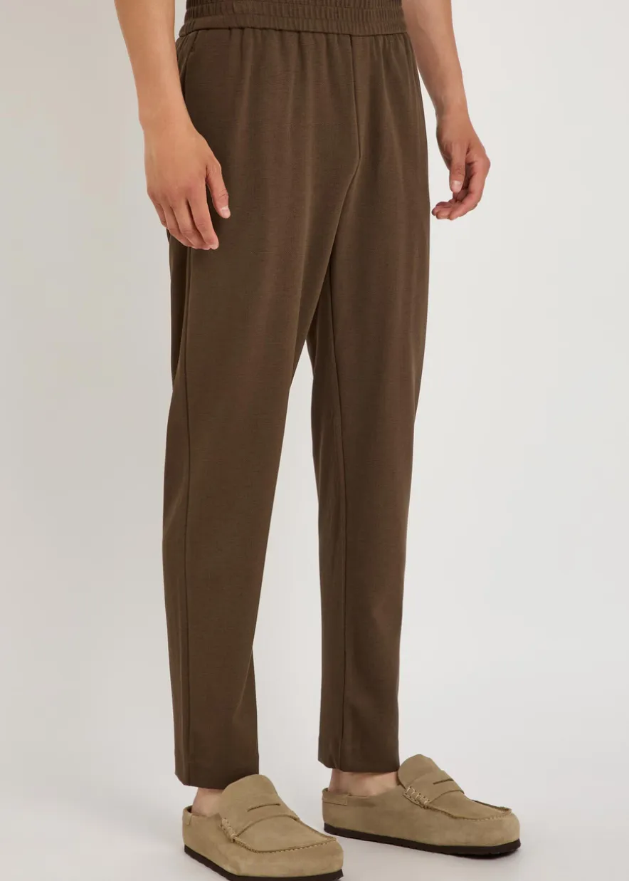 Geneva textured tapered-leg jersey trousers