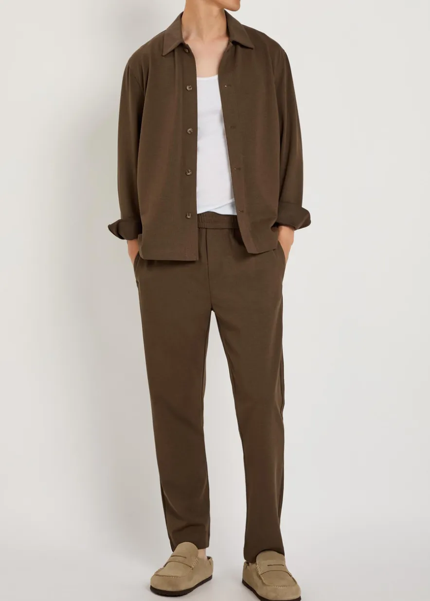 Geneva textured tapered-leg jersey trousers