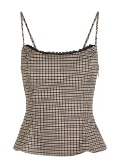 Genevieve plaid woven top