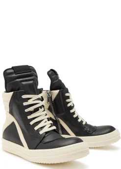 Geobasket panelled leather sneakers