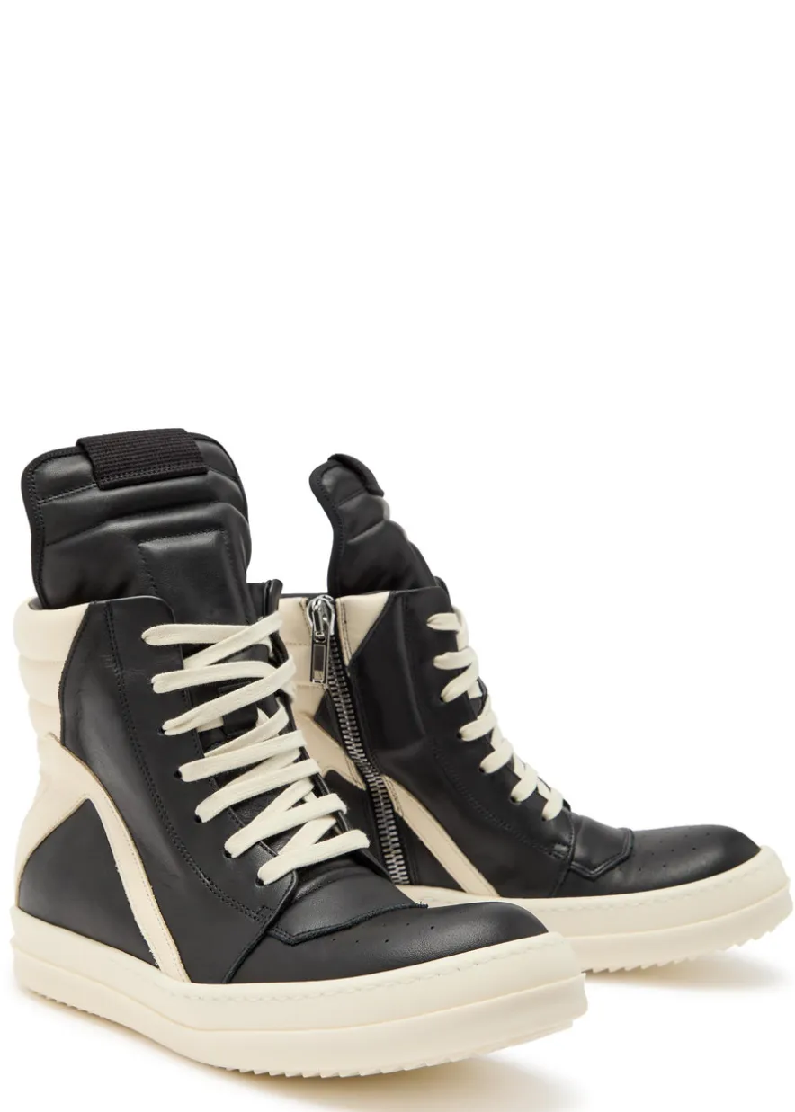 Geobasket panelled leather sneakers