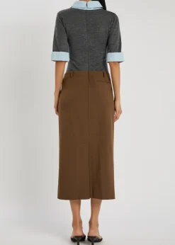 Geo layered woven midi dress