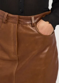 Ghalia panelled leather midi skirt