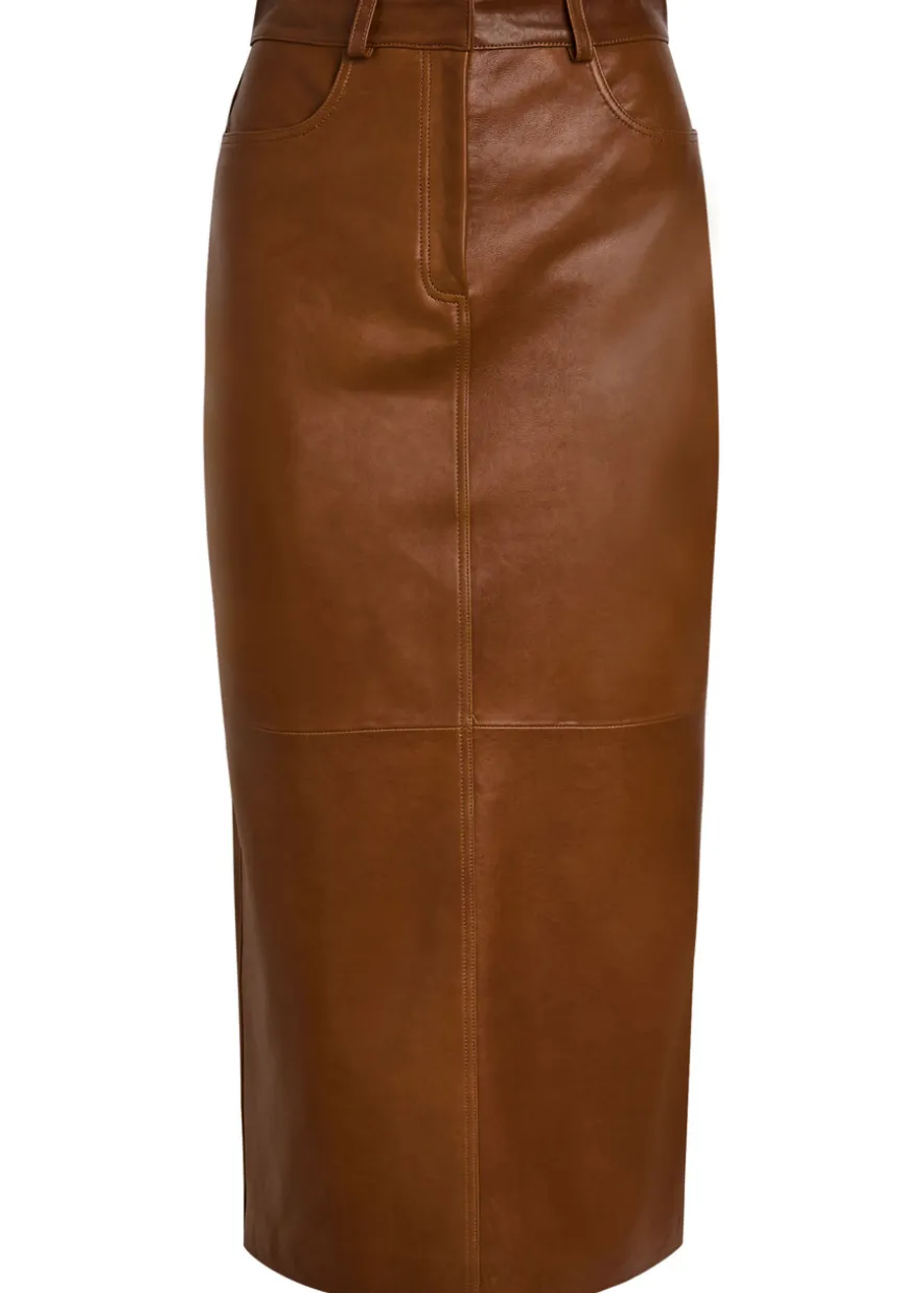 Ghalia panelled leather midi skirt