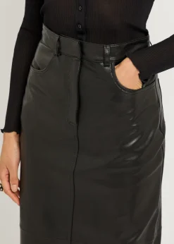 Ghalia panelled leather midi skirt