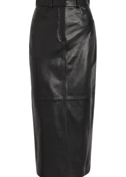 Ghalia panelled leather midi skirt