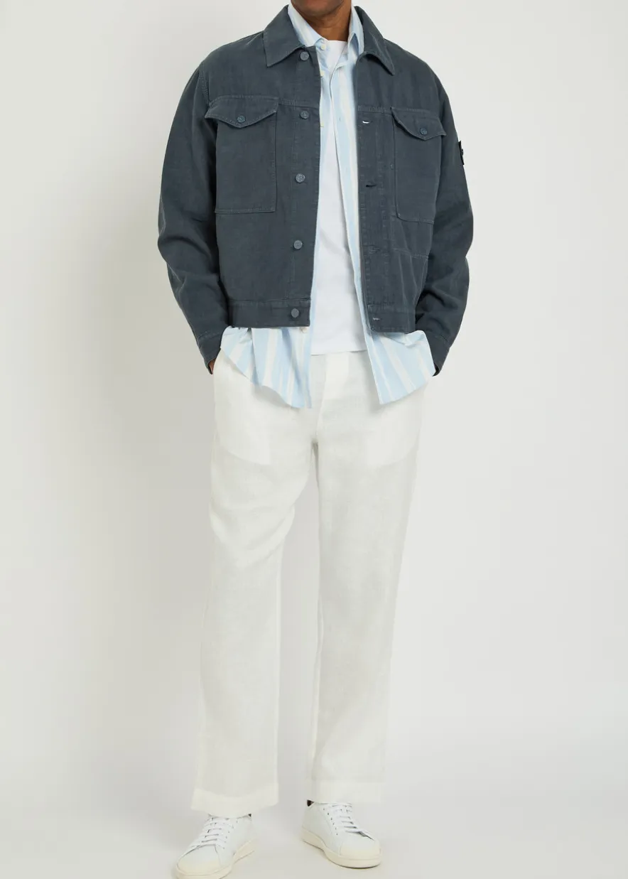 Ghost logo linen-blend overshirt