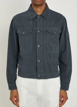Ghost logo linen-blend overshirt