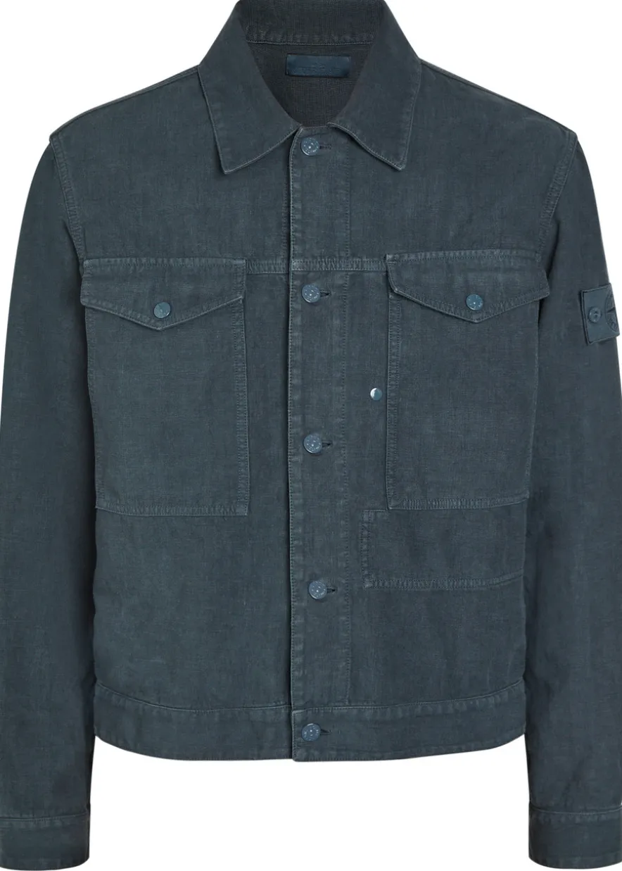 Ghost logo linen-blend overshirt