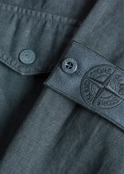 Ghost logo linen-blend overshirt