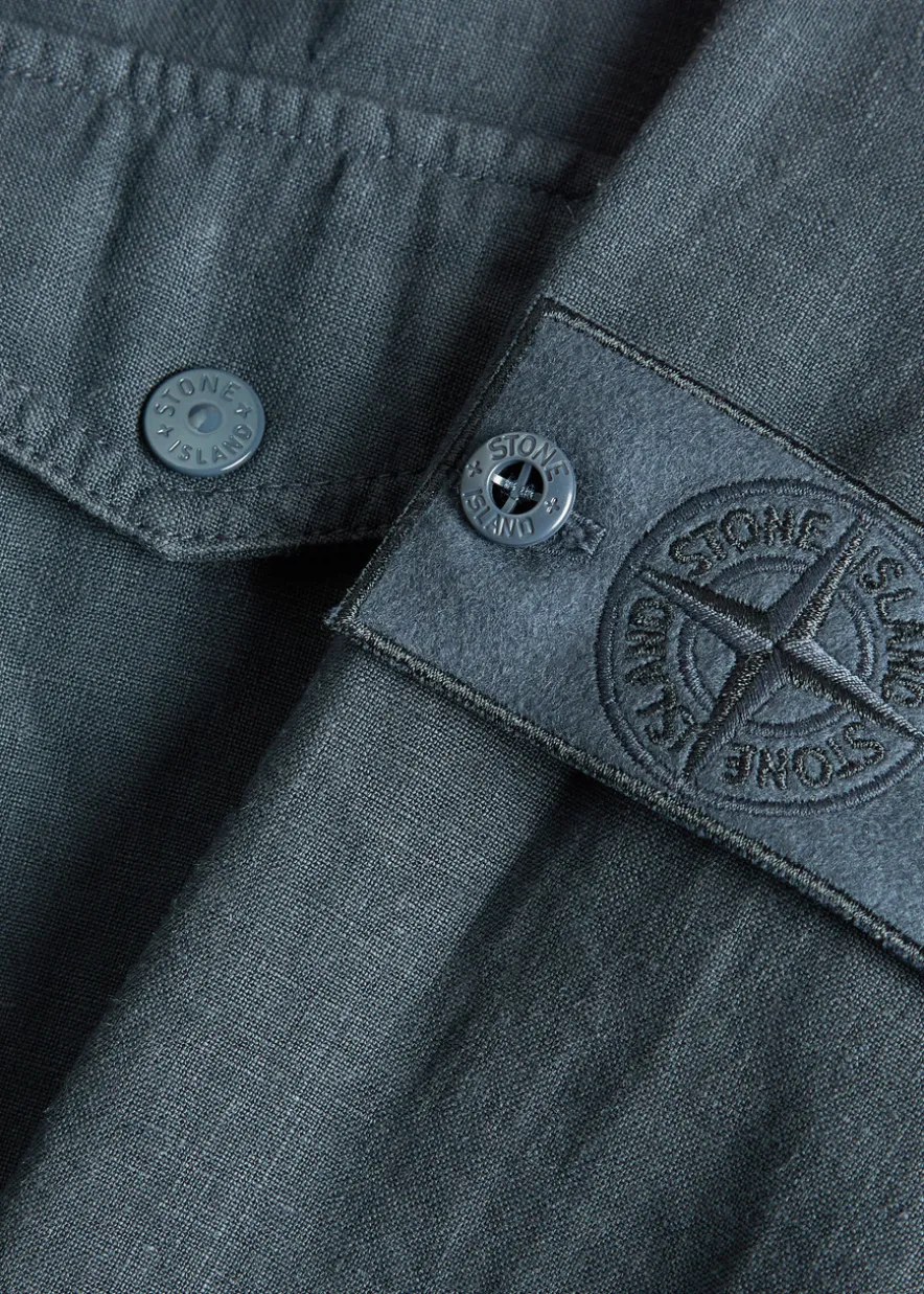 Ghost logo linen-blend overshirt