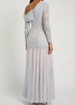 Gigi lace one-shoulder tulle gown