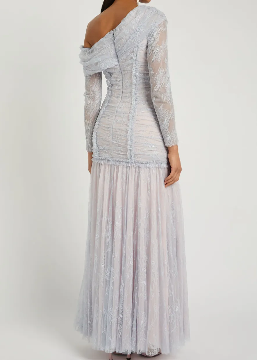 Gigi lace one-shoulder tulle gown