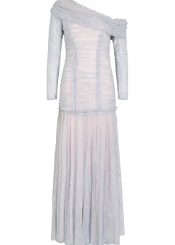 Gigi lace one-shoulder tulle gown