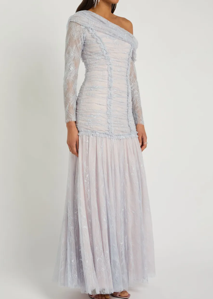 Gigi lace one-shoulder tulle gown
