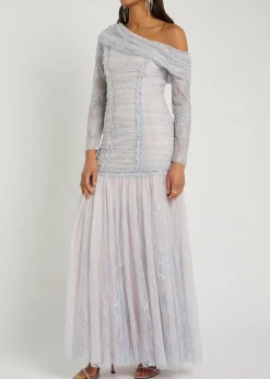 Gigi lace one-shoulder tulle gown